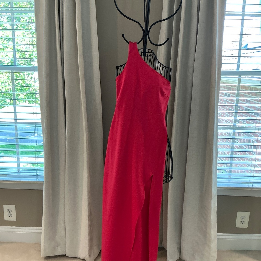 Lulus Good Times Only Hot Pink One-shoulder Maxi Dress - Size S - Picture 2 of 2